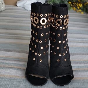Black and Gold Women's Ankle Boots